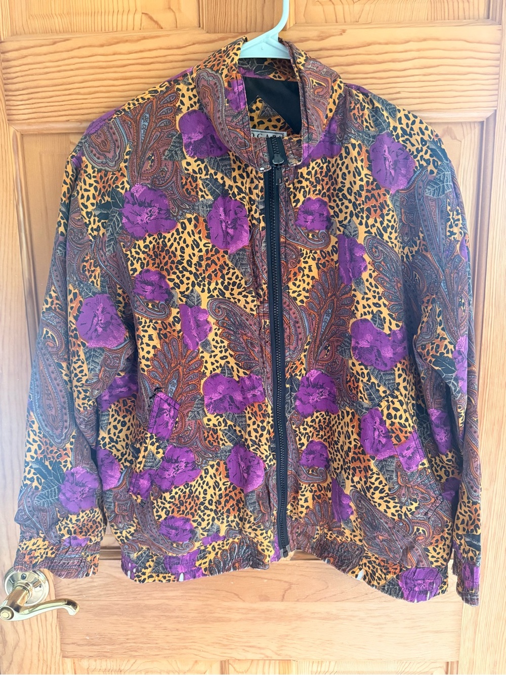 100% Silk Women's Purple Floral & Gold Print Bomber Jacket